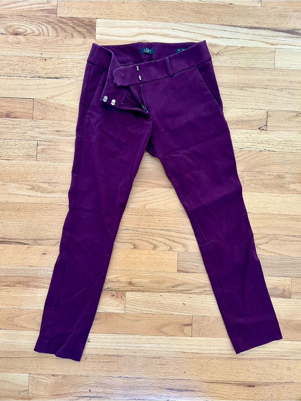 LOFT Women Maroon Slim Pants